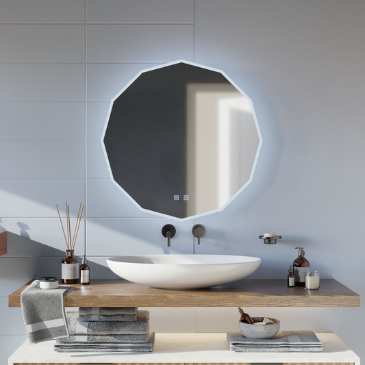 Round LED mirror, 50cm, VIVO Touch, Demister System, Dimmable