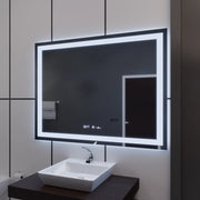 Rectangular LED mirror, 100x75cm, Verite MotionGlow Marcello, Demister System, Clock & Thermometer, Dimmable