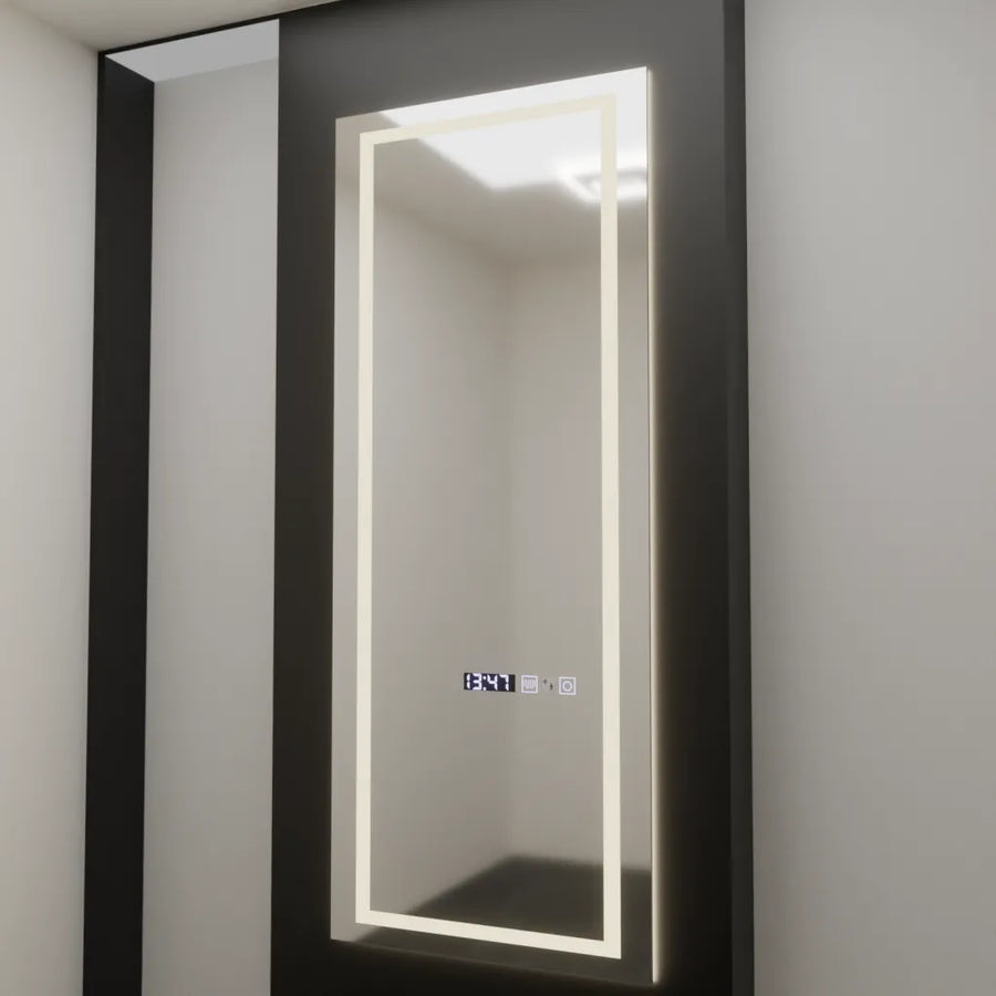 Rectangular LED mirror, 60x150cm, Alessia Marcello Radar Sensor, Demister System, Clock & Thermometer, Dimabila, Dressing Couture
