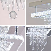 LED chandelier Alberico square, 19W, cold/hot/neutral light, crystal, glossy chrome