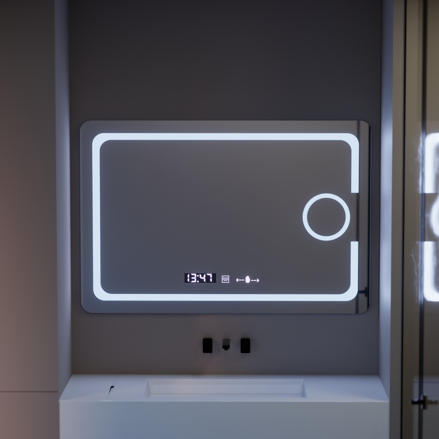 Mirror LED rectangular 110x75cm ECLAT Motionglow Marcello Dismantling System & Thermometer of Cosmetics Dimable