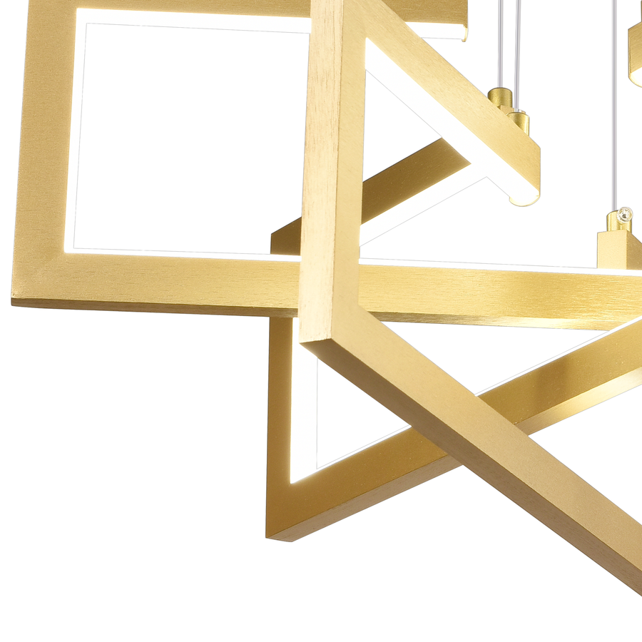 LED chandelier with remote control, Suspended 73W, 3 Elements, Cold/Warm/Neutral light, Dimmable, Adjustable height, Gold