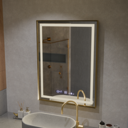 Mirror LED rectangular 60x80cm Verite Royale Gold Motionglow Marcello Dimable Clock Defrosting System