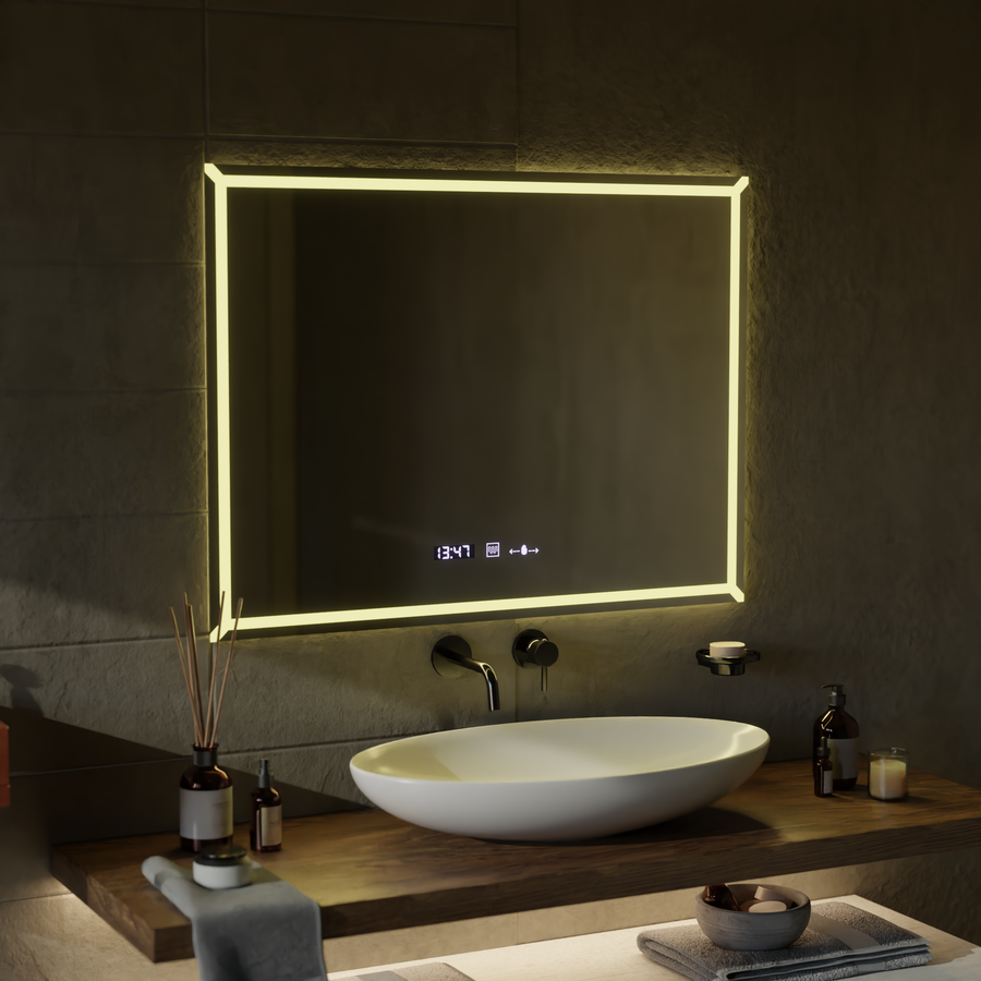 Rectangular LED mirror, 60x80cm, VillayTouch Marcello, Demister System, Dimmable