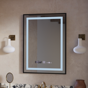 Mirror LED rectangular 60x80cm Verite Majeste Noir Motion Glow Marcello Clock Defrost & Dimable Thermometer