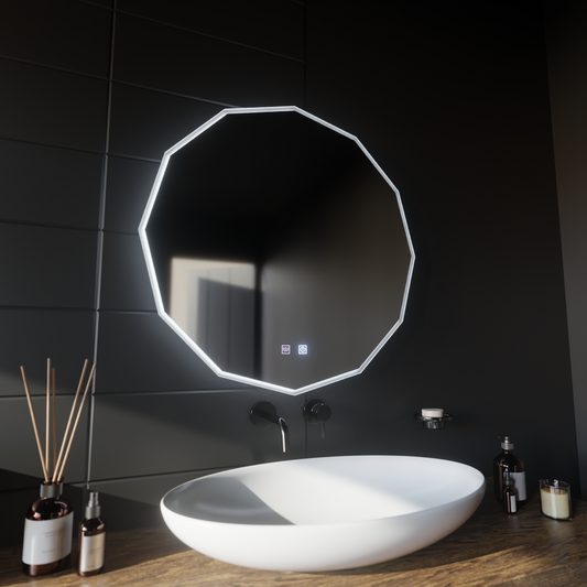 Round LED mirror, 80cm, VIVO Touch, Demister System, Dimmable