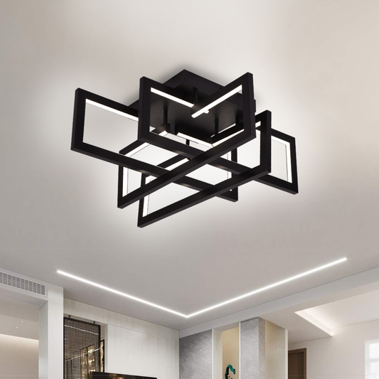 LED chandelier with remote control 98W, 4 Elements, Cold/Warm/Neutral light, Dimmable, Black