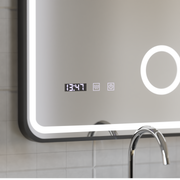 Ulrich Touch LED Mirror Defog System, Clock and Temperature 60x80 cm Brushed Black Frame Cosmetic Magnifier
