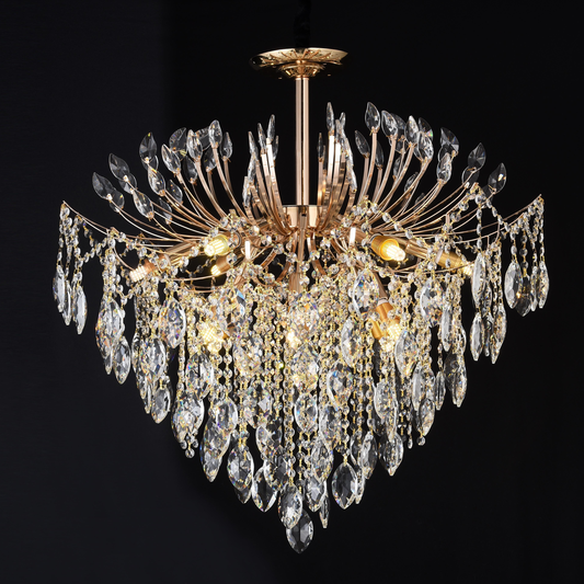Crystal Chandelier CC9313/12FGD, 12x E14, Diameter 49cm, Gold