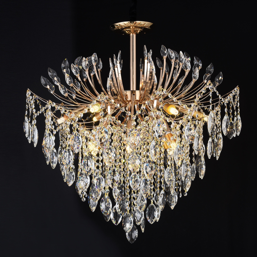 Crystal Chandelier CC9313/12FGD, 12x E14, Diameter 49cm, Gold