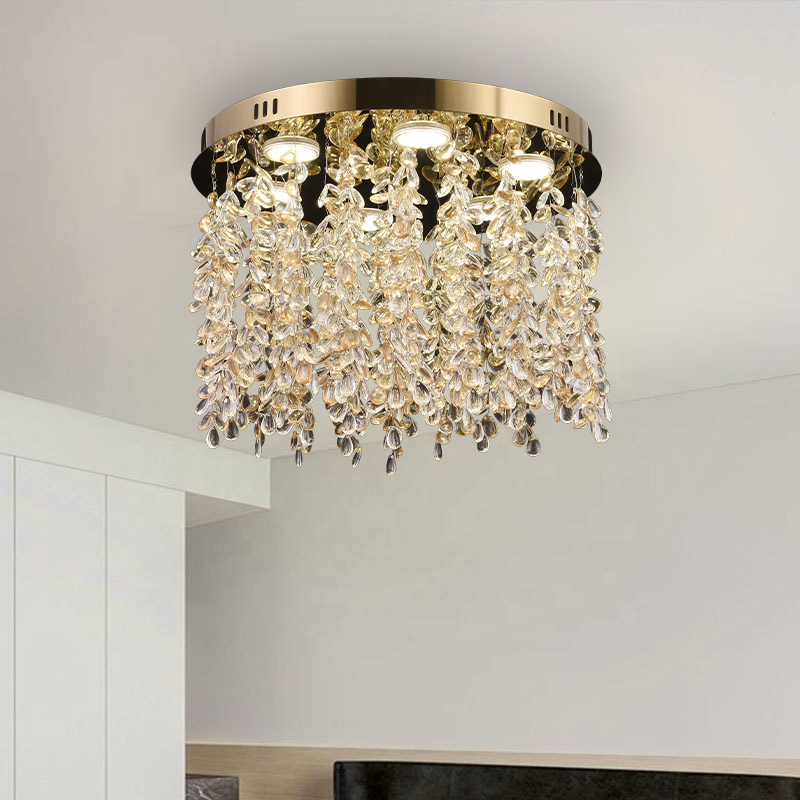 Crystal LED Chandelier LLC213/400GD Round, 22W, Cold/Warm/Neutral Light, Crystal, Gold