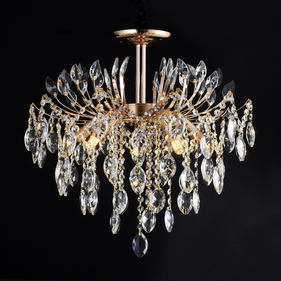 Crystal Chandelier CC9313/5FGD, 5x E14, Diameter 49cm, Gold