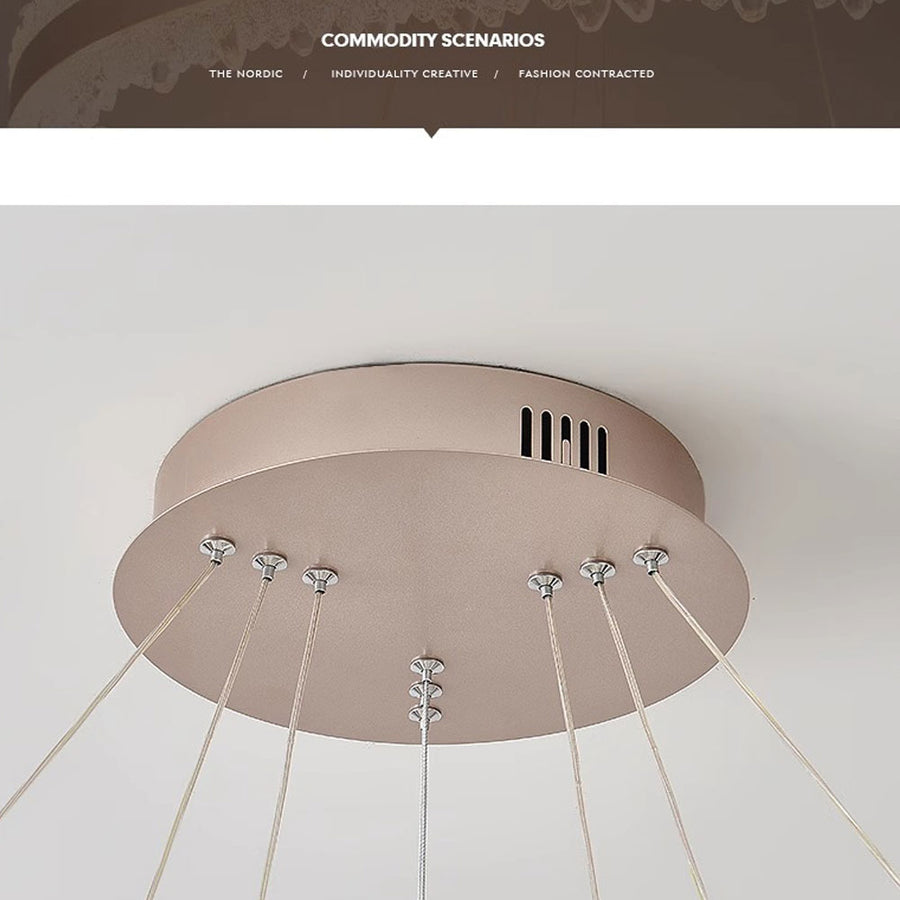 Suspended LED chandelier with remote control FLAVIO 126W, Cold/Warm/Neutral light, Dimmable, Height Adjustable, Gold