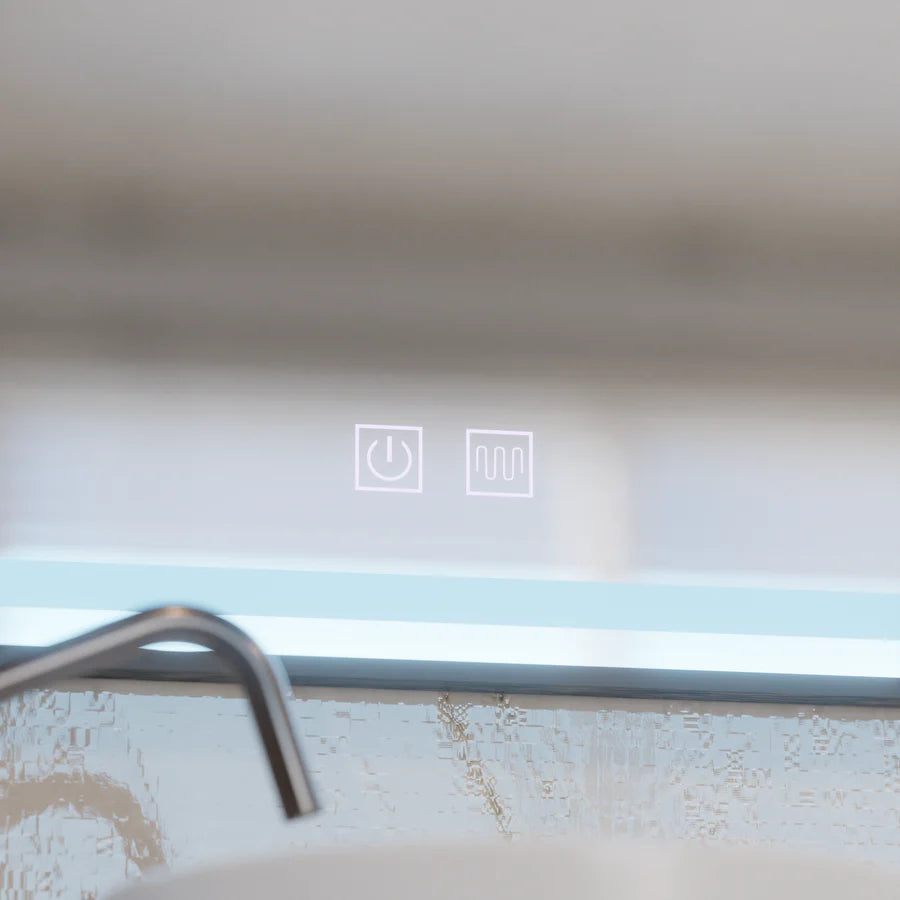 Rectangular LED Mirror 90x75cm Edge LUMINOUS Touch Defog System, Black Frame