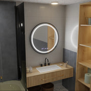 Mirror LED Round 60cm Celesti Majesti Noir Eleva MotionGlow Marcello Dimable Clock Defrition System