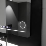 The rectangular LED mirror 80x60cm Fortaleza MotionGlow Marcello Defrosting System Thermometer and Cosmetic Wolf Clock