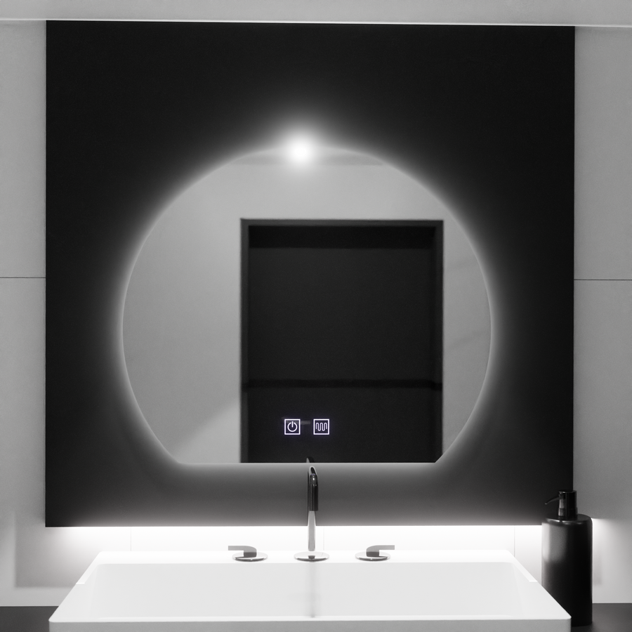 Half-moon LED mirror, 60x54, Soluna Touch, Demister System, Dimmable