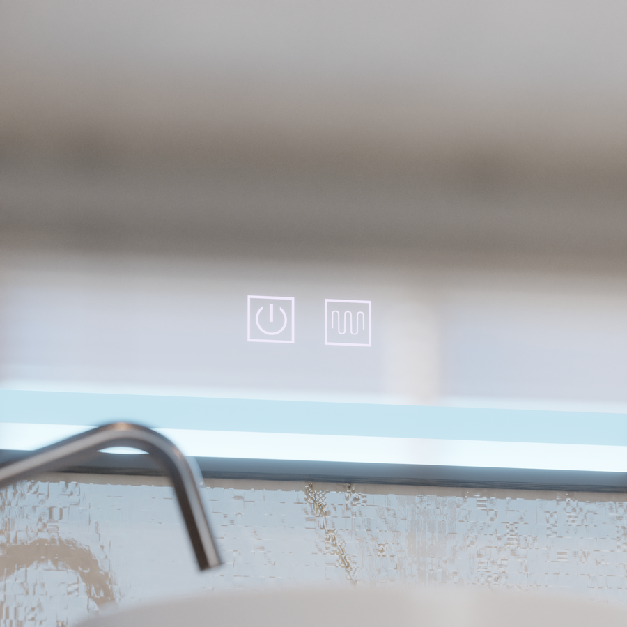 Rectangular LED Mirror 100x65cm – Edge LUMINOUS Touch Defog System, Black Frame