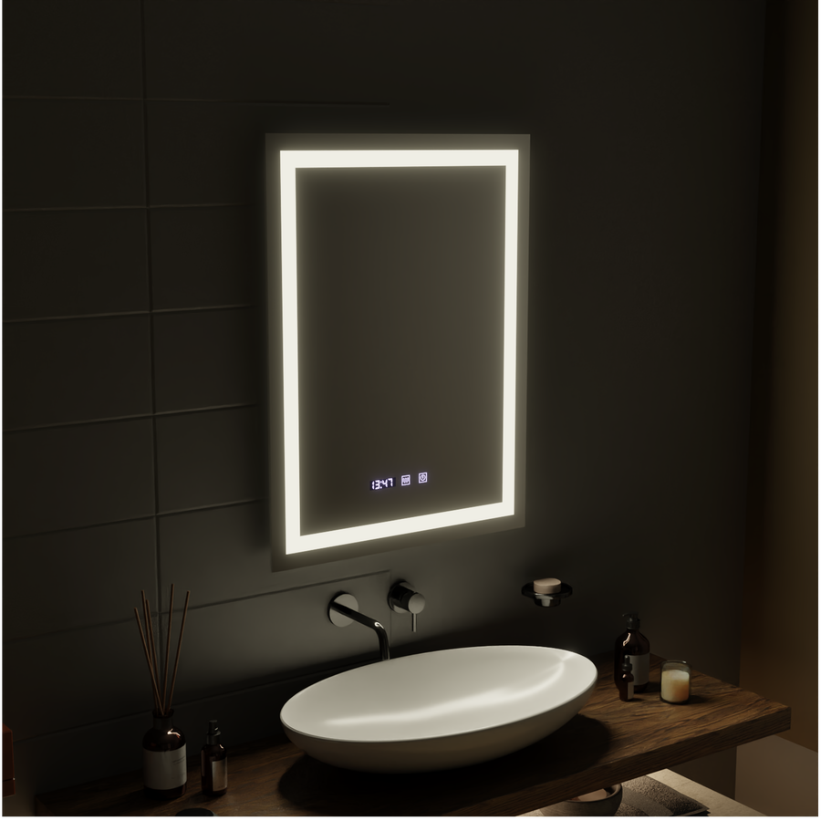 MODENA Touch LED mirror De-fogging system, Clock and Temperature 60x80 cm