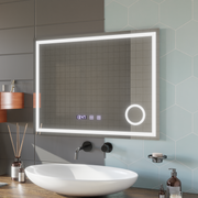 LED Touch Mirror Gunter Defog System, Clock and Temperature 80x60 cm Cosmetic Magnifier