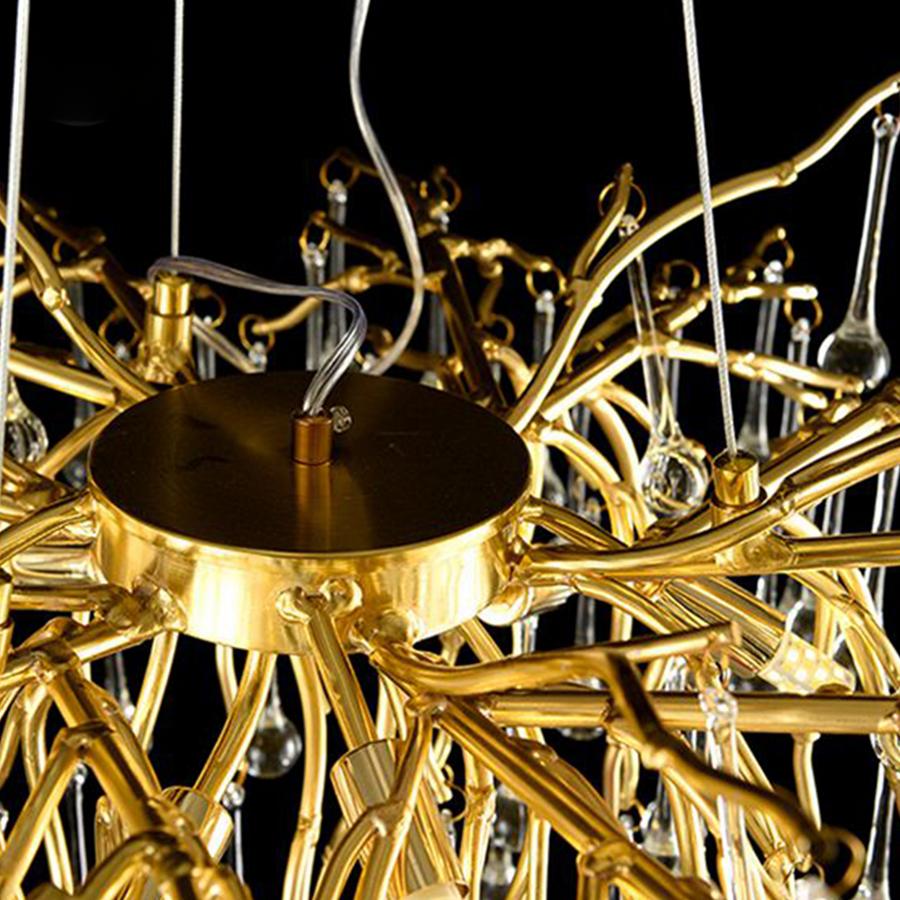 WALTZ Rhapsody Crystal Chandelier, 9x G9, Gold, 60cm, Adjustable Height