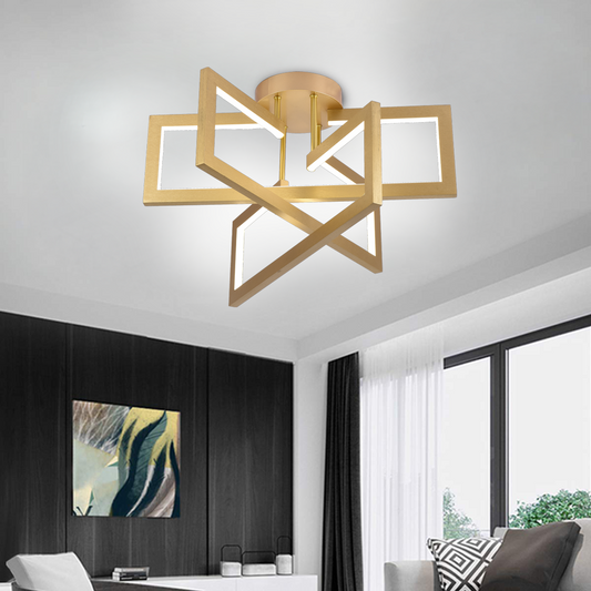LED chandelier with remote control 73W, 3 Elements, Cold/Warm/Neutral light, Dimmable, Gold