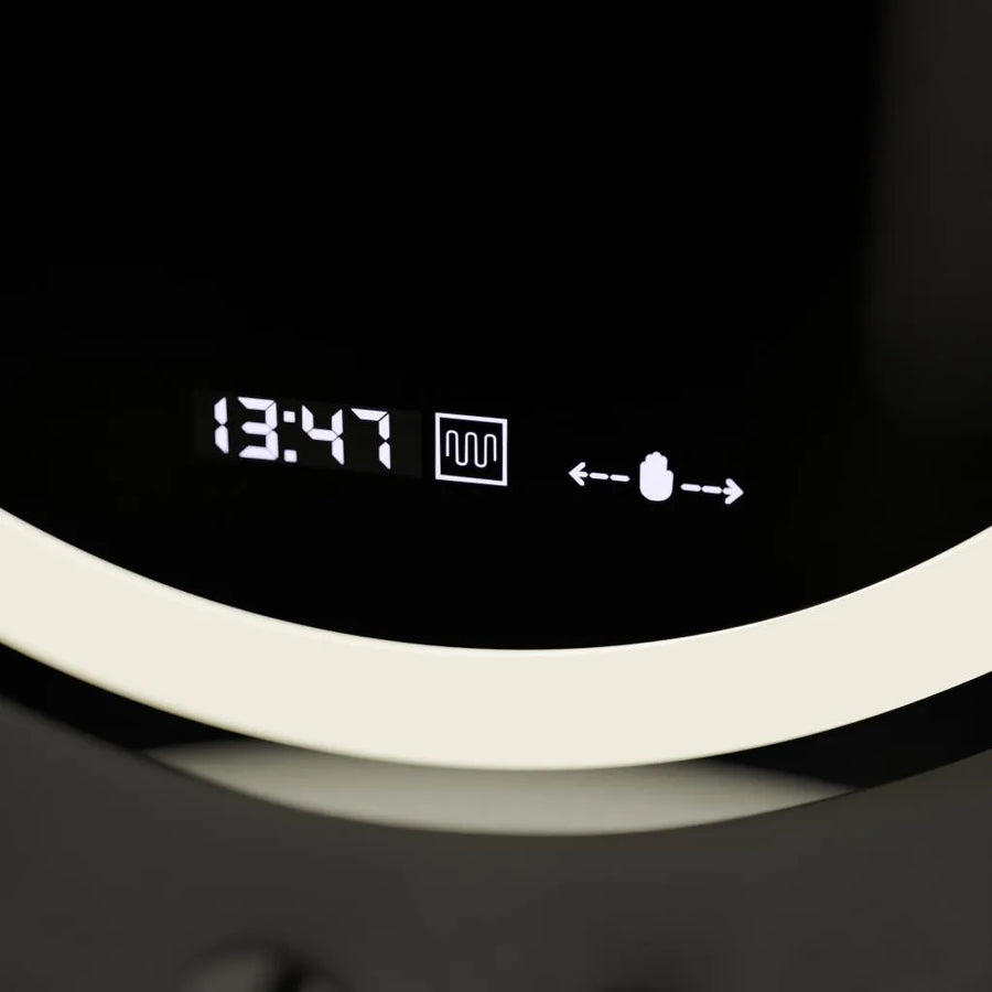 LED Round Mirror, 60cm, Celeste MotionGlow Marcello, Demister System, Clock & Thermometer, Dimmable