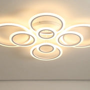 LED chandelier with remote control BETTY 130W, 8 Circles, Cold/Warm/Neutral light, Dimmable, White