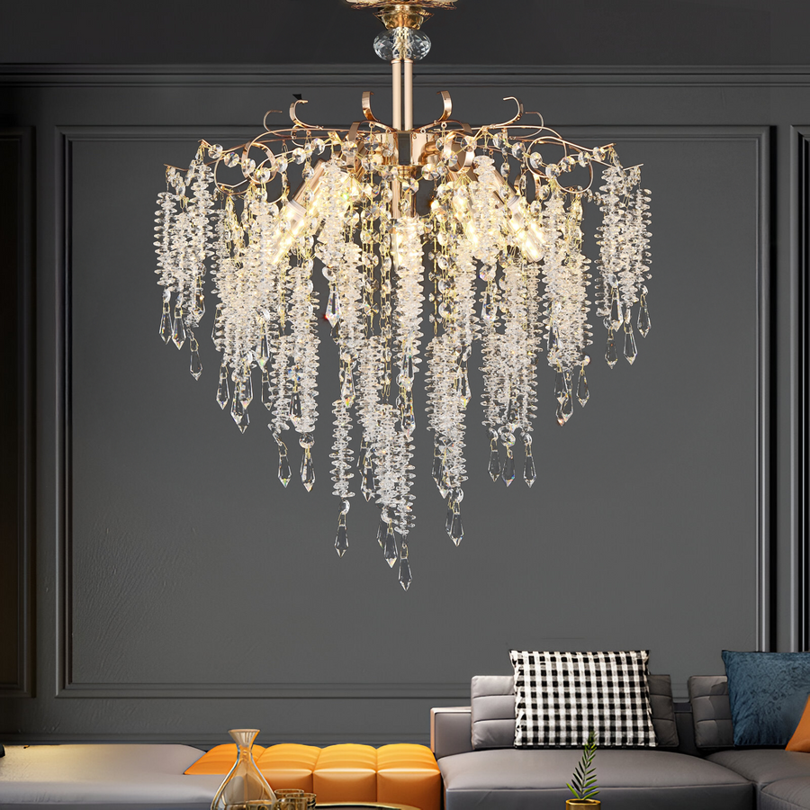 Crystal Chandelier CC9323/5FGD, 5x E14, Diameter 49cm, Gold