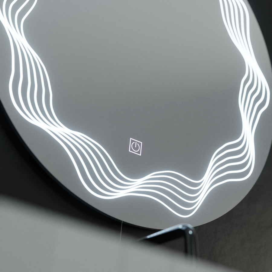 LED Round Mirror 60cm, Flusso Touch, Demister System, Dimmable