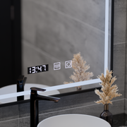 Karl Touch LED Mirror with Defog System, Clock and Temperature 50x70 cm Brushed Black Frame