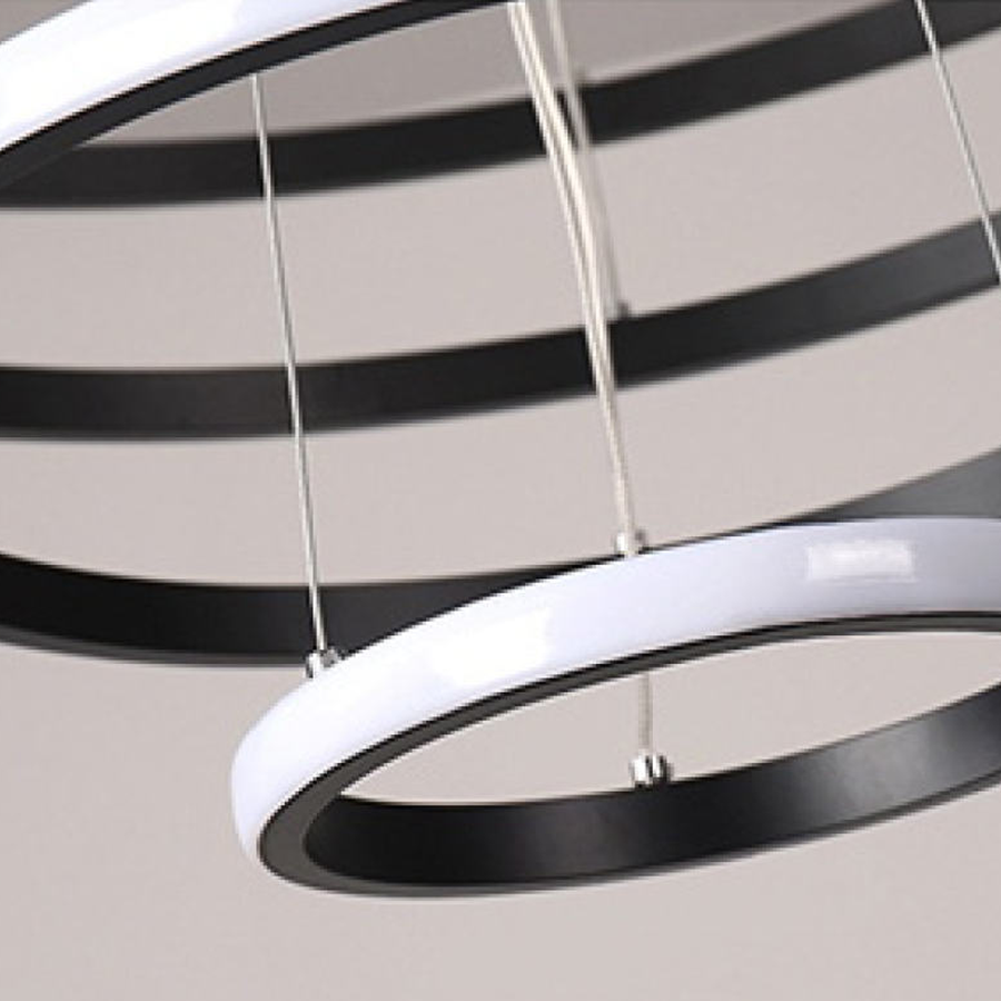 LED hanging chandelier RICCI 45W, 3 Circles, Cold/Warm/Neutral light, Black, Height Adjustable