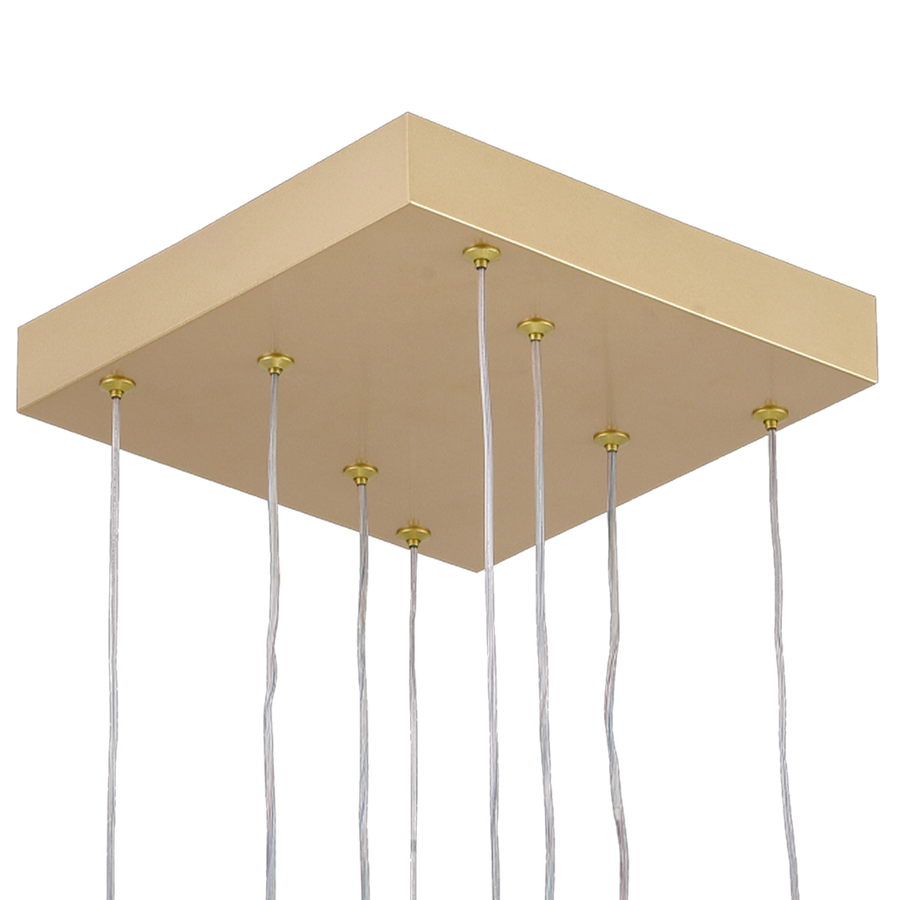 LED chandelier with remote control, Suspended 98W, 4 Elements, Cold/Warm/Neutral light, Dimmable, Adjustable height, Gold