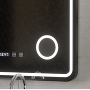 Ulrich Touch LED Mirror Defog System, Clock and Temperature 60x80 cm Brushed Black Frame Cosmetic Magnifier