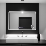 Rectangular LED mirror 120x80 Aura Riflesso Puro MotionGlow Marcello, Demister System, Thermometer and Clock, Dimmable