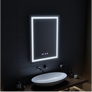 Gustav Touch LED Mirror with Defog System, Clock and Temperature 60x80 cm
