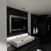 The rectangular LED mirror 80x60cm Fortaleza MotionGlow Marcello Defrosting System Thermometer and Cosmetic Wolf Clock