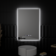 Rectangular LED Mirror 50x70cm Zampa Sensor Motionglow Marcello Clock Defrition System & Dimable Thermometer