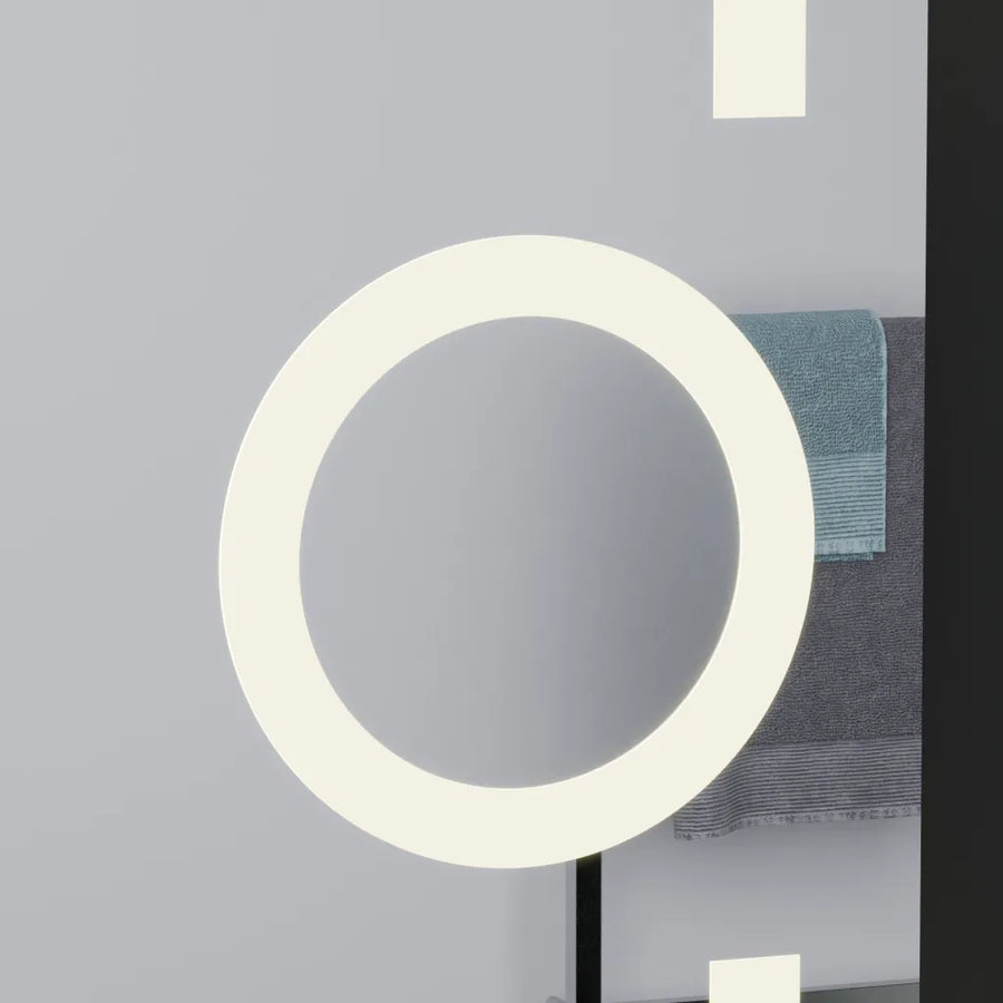 Rectangular LED mirror, 60x80cm, Eclat MotionGlow Marcello, Clock & Thermometer, Demister System, Cosmetic Magnifier, Dimable