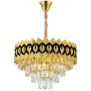 PIERREFONDS Petito Crystal Chandelier 3xE14, Diameter 30cm, Gold, Adjustable Height