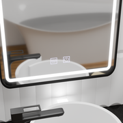 Rectangular LED Mirror 90x75cm Edge LUMINOUS Touch Defog System, Black Frame