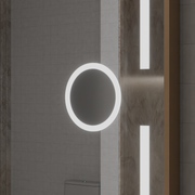 MotionGlow Sofia Sensor LED Mirror with Defog Function Thermometer Clock 110x65 cm Dimmable Warm/Cool/Neutral Light, Rose Gold Brushed Frame, Marcello Funghi Collection