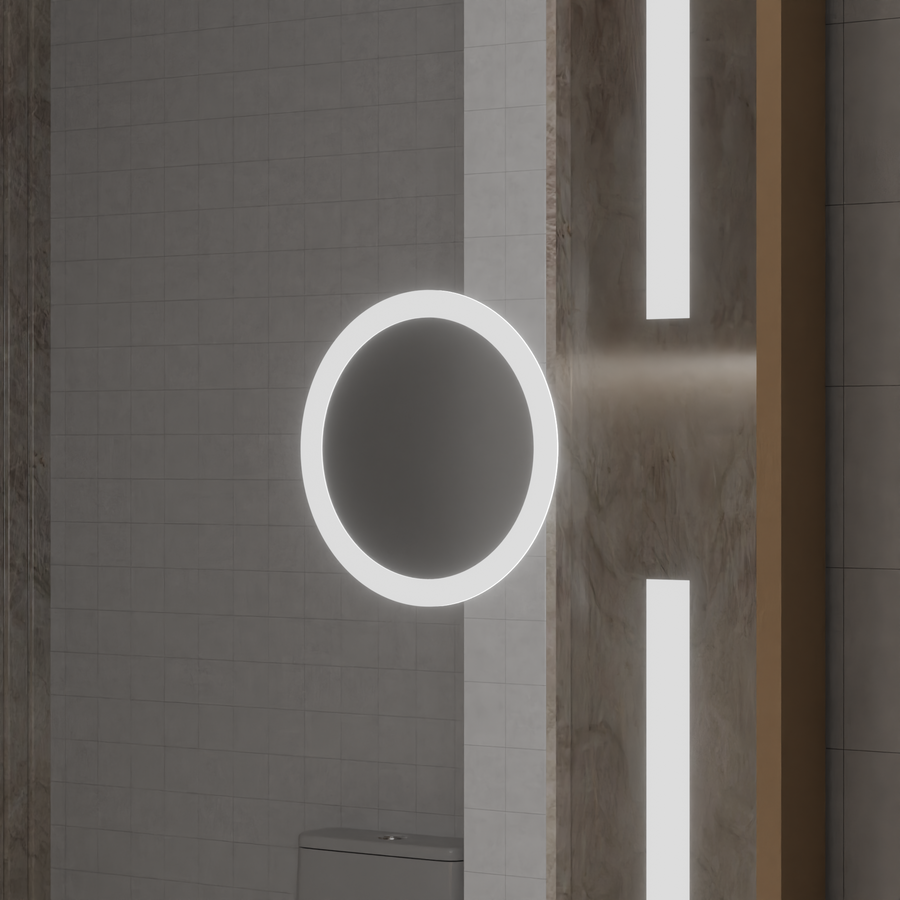 Isabell MotionGlow Sensor LED Mirror with Defog Function Thermometer Clock 120x80 cm Dimmable Warm/Cool/Neutral Light, Rose Gold Brushed Frame, Marcello Funghi Collection