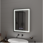 Gustav Touch LED Mirror with Defog System, Clock and Temperature 60x80 cm