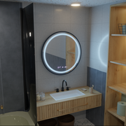 LED Round Mirror, 80cm, Celeste Majesté Noir MotionGlow Marcello, Demister System, Clock & Thermometer, Dimmable