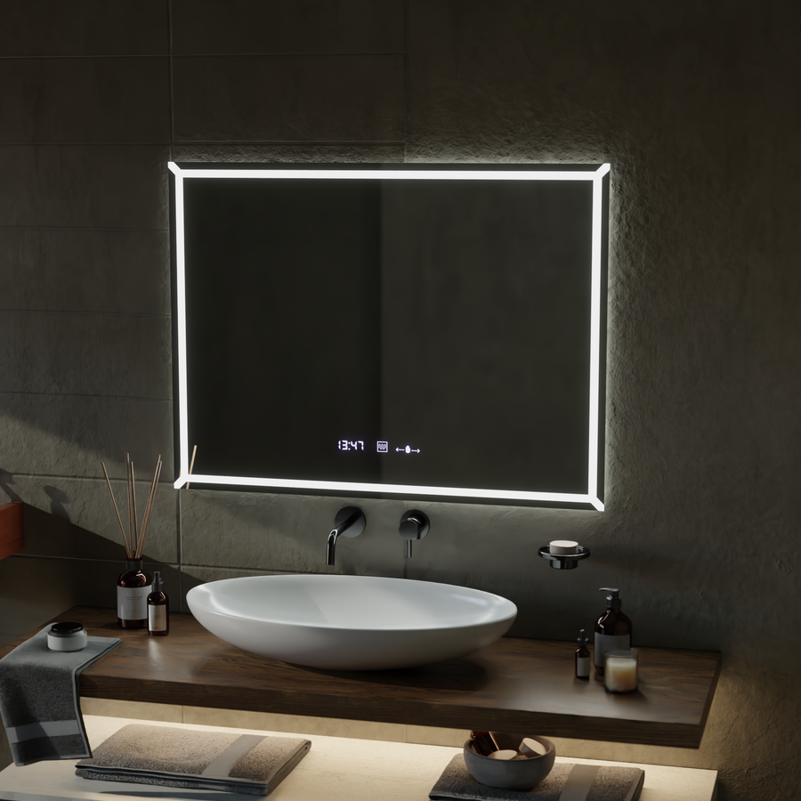 Rectangular LED mirror, 60x80cm, VillayTouch Marcello, Demister System, Dimmable