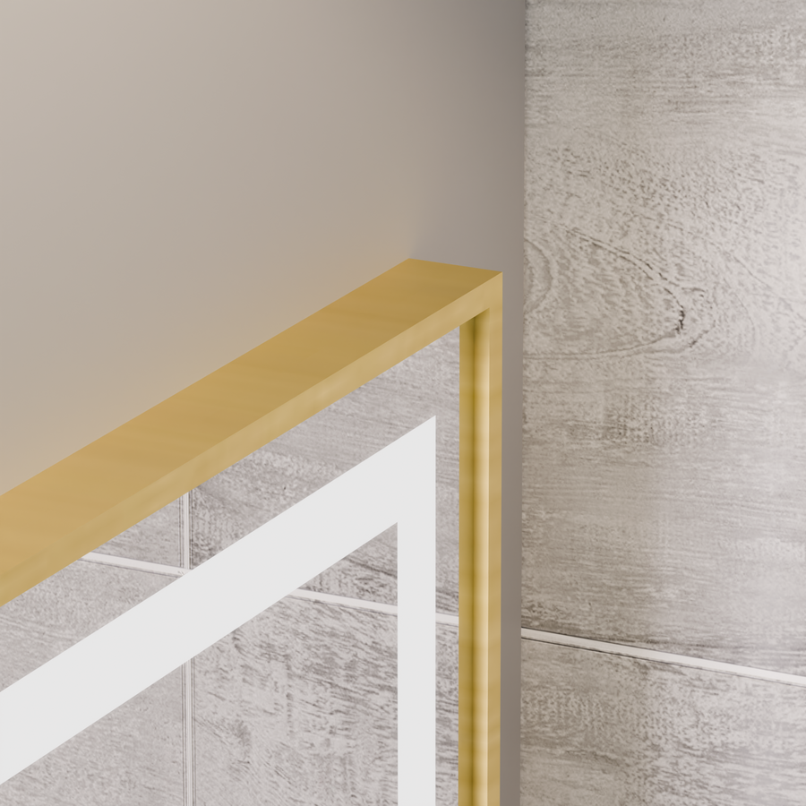 Rectangular LED mirror, 60x80cm, Eclat MotionGlow Marcello, Demister System, Clock & Thermometer, Cosmetic Magnifier, Dimable, Brushed Gold Frame