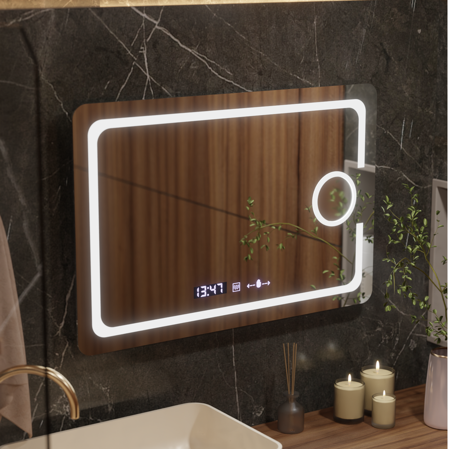 Mirror LED rectangular 110x75cm ECLAT Motionglow Marcello Dismantling System & Thermometer of Cosmetics Dimable