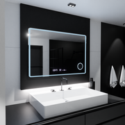 Rectangular LED mirror 120x80 Aura Riflesso Puro MotionGlow Marcello, Demister System, Thermometer and Clock, Dimmable