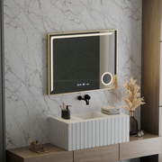 MotionGlow Sensor LED Mirror Francesca 80x60 cm Warm/Cold/Neutral Light Dimmable Defog System Thermometer Clock Marcello Funghi Collection